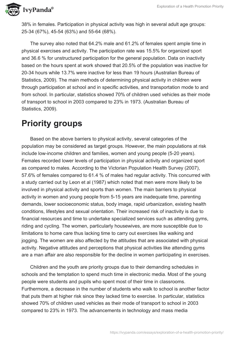 Exploration of a Health Promotion Priority. Page 3