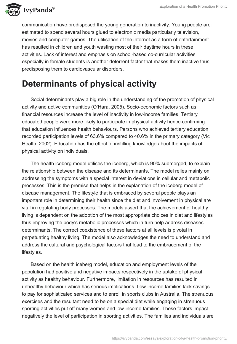 Exploration of a Health Promotion Priority. Page 4