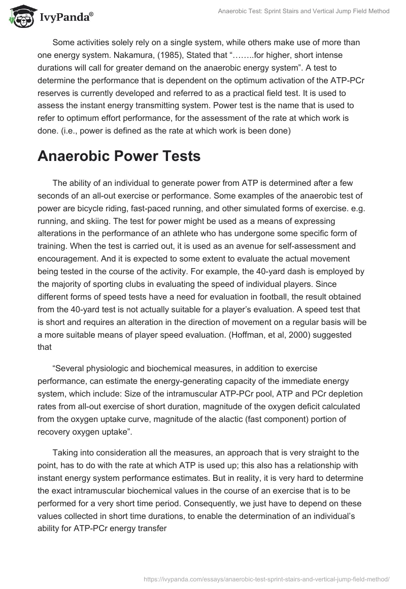 Anaerobic Test: Sprint Stairs and Vertical Jump Field Method. Page 3