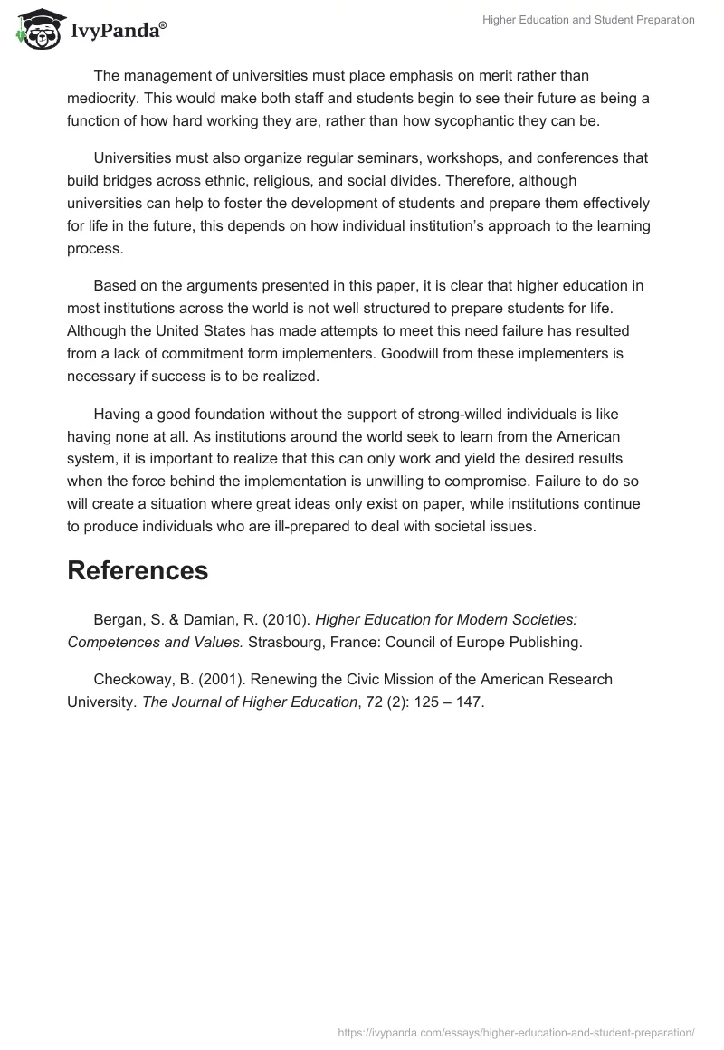 Higher Education and Student Preparation. Page 5