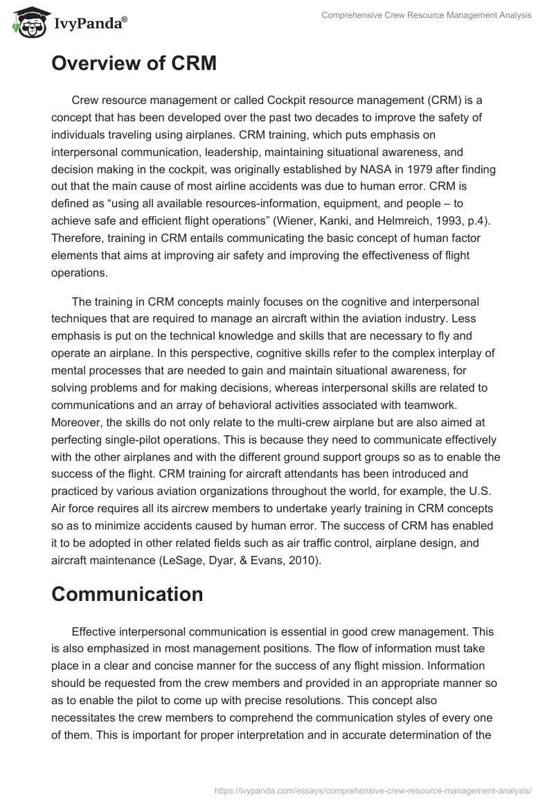 Comprehensive Crew Resource Management Analysis. Page 2