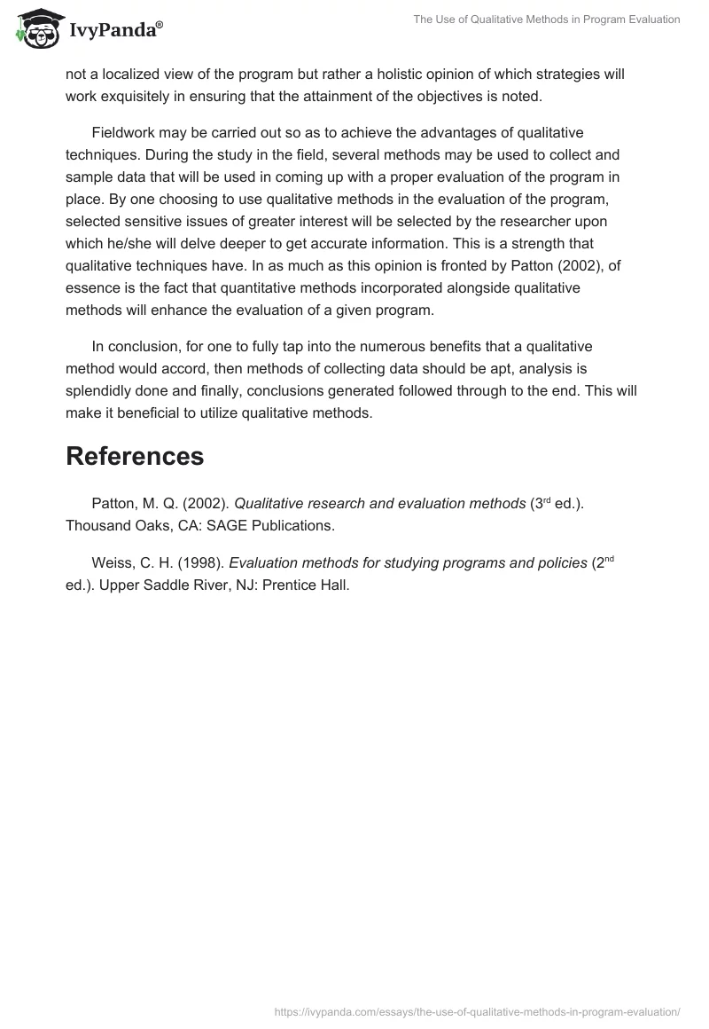 The Use of Qualitative Methods in Program Evaluation. Page 2