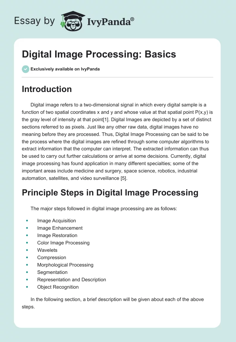 Digital Image Processing: Basics. Page 1