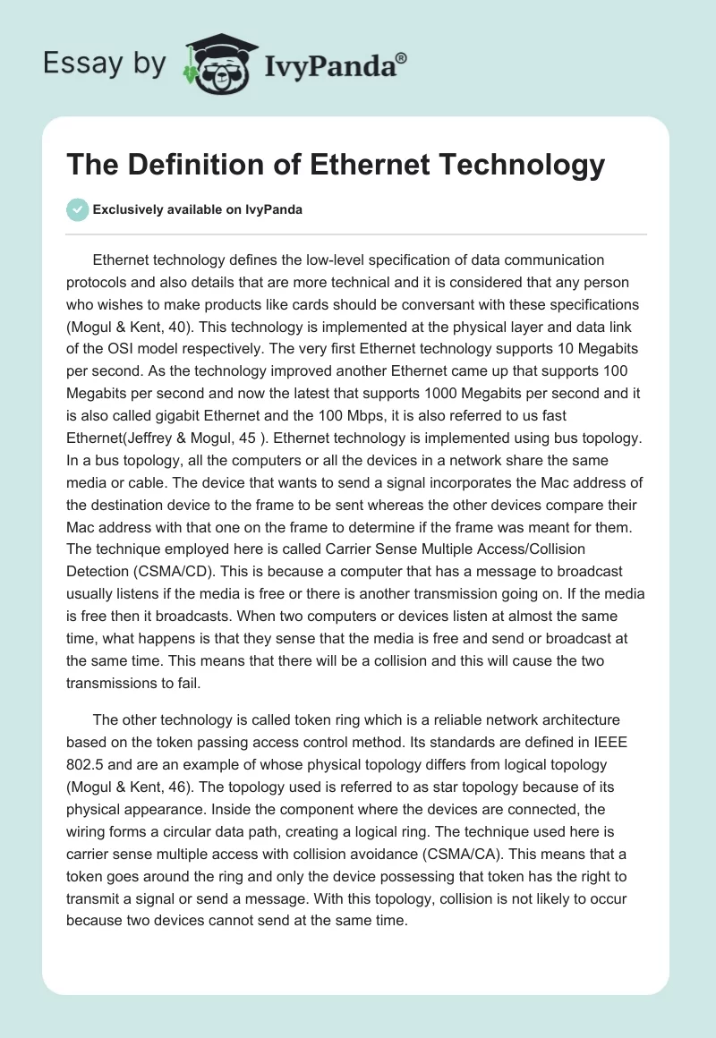 The Definition of Ethernet Technology. Page 1