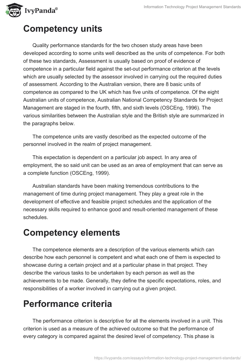 Information Technology Project Management Standards. Page 2