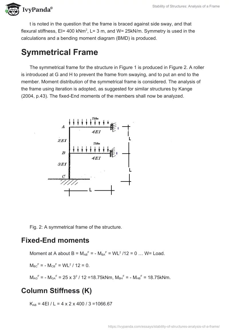 Stability of Structures: Analysis of a Frame. Page 3