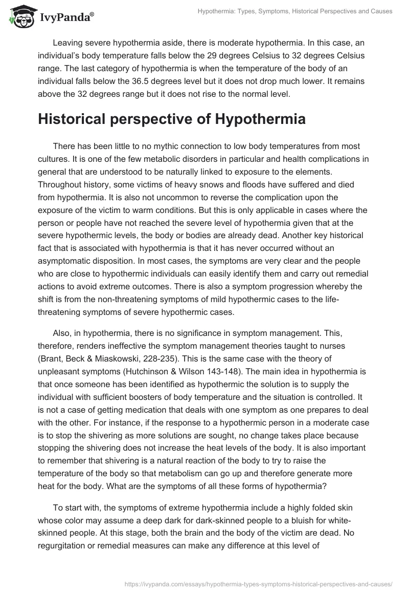 Hypothermia: Types, Symptoms, Historical Perspectives and Causes. Page 2