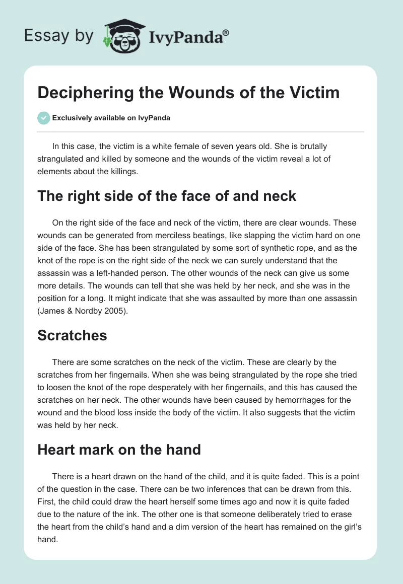 Deciphering the Wounds of the Victim. Page 1