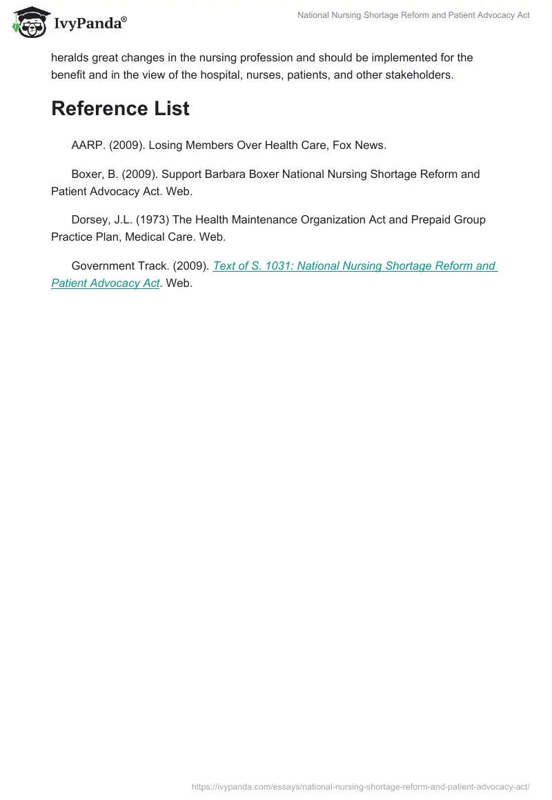 National Nursing Shortage Reform and Patient Advocacy Act. Page 4
