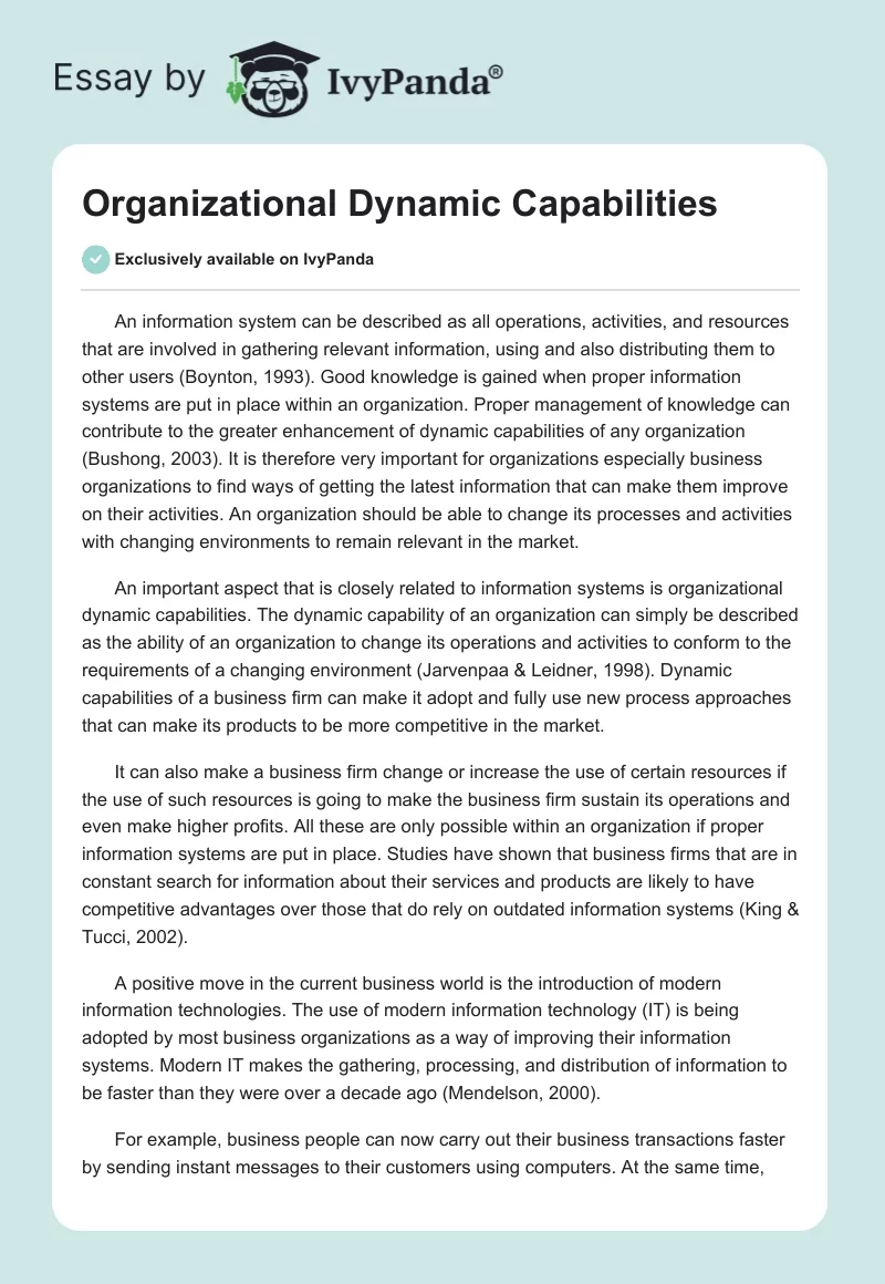 Organizational Dynamic Capabilities. Page 1
