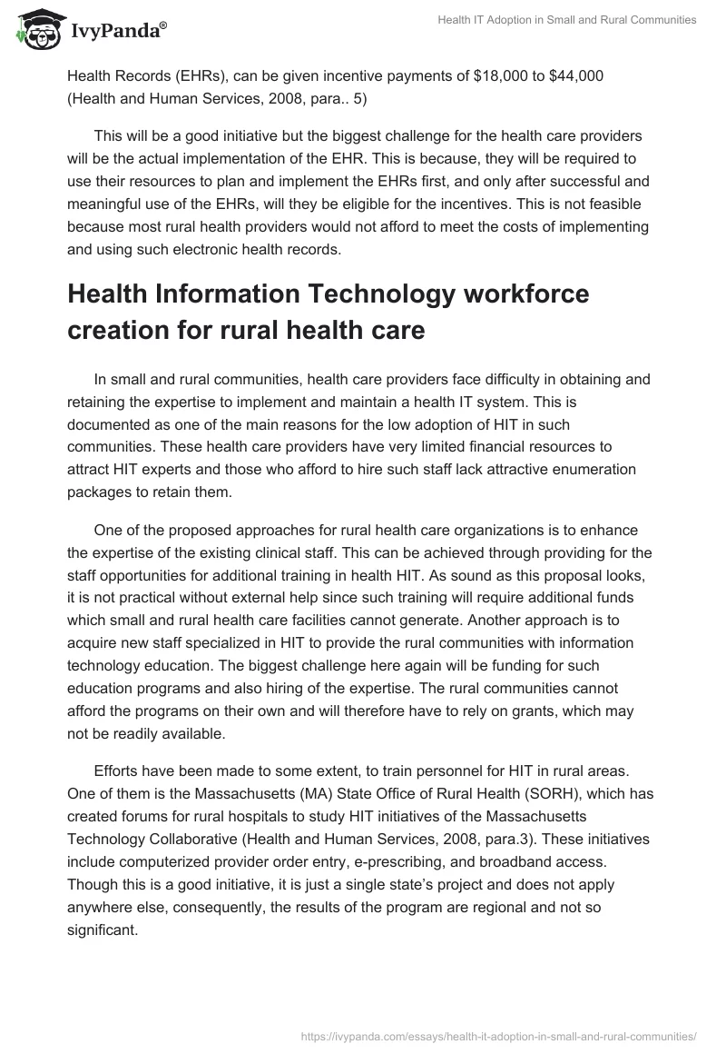 Health IT Adoption in Small and Rural Communities. Page 3