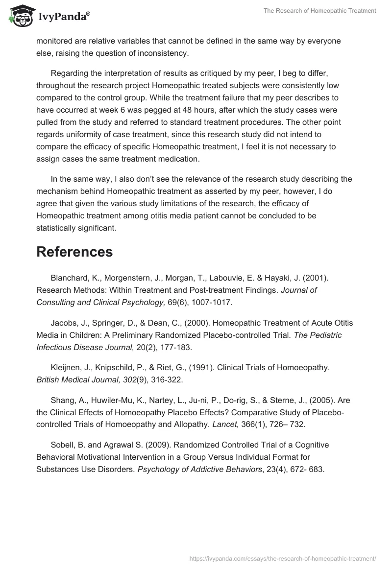 The Research of Homeopathic Treatment. Page 2