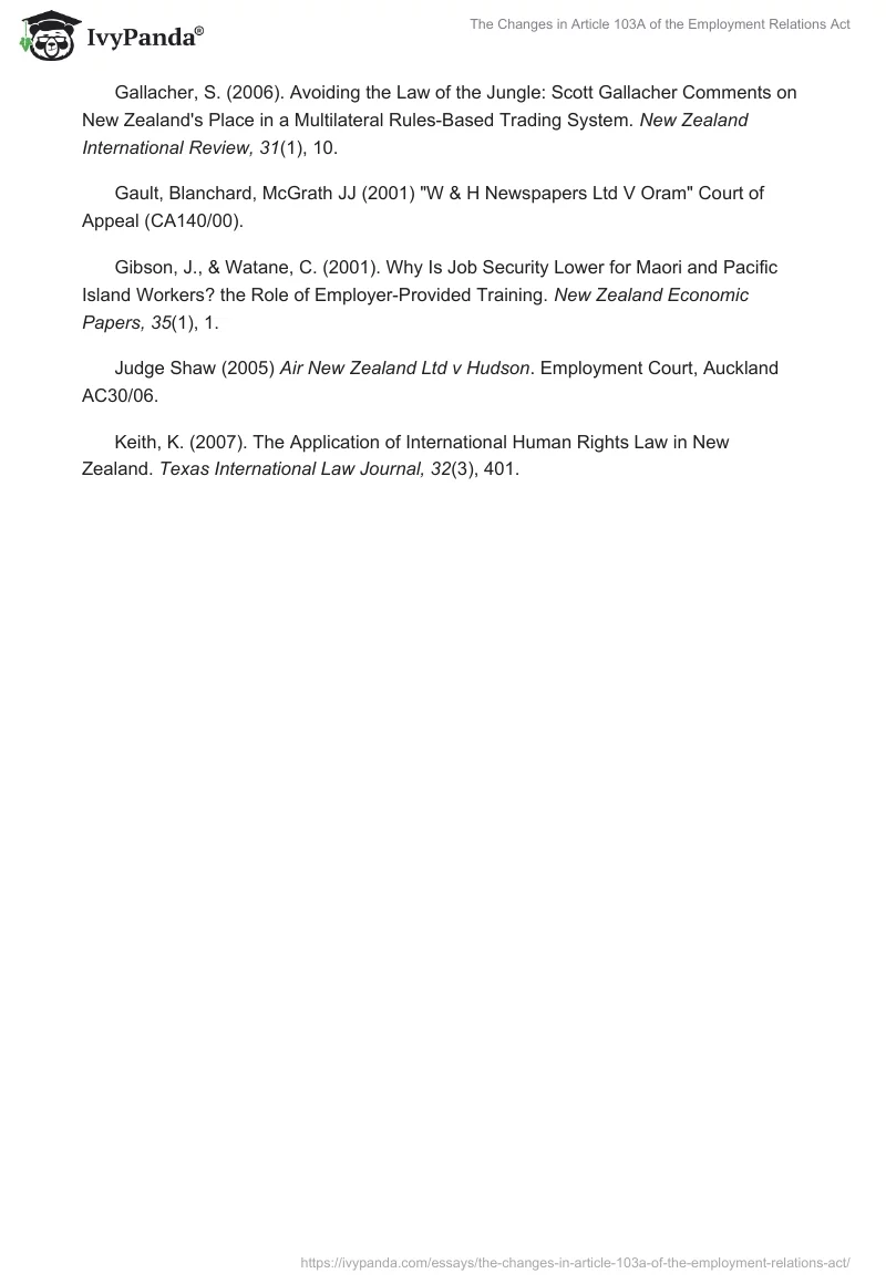 The Changes in Article 103A of the Employment Relations Act. Page 5