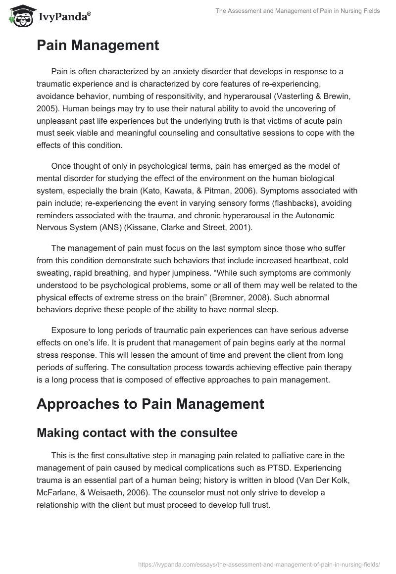 The Assessment and Management of Pain in Nursing Fields. Page 4
