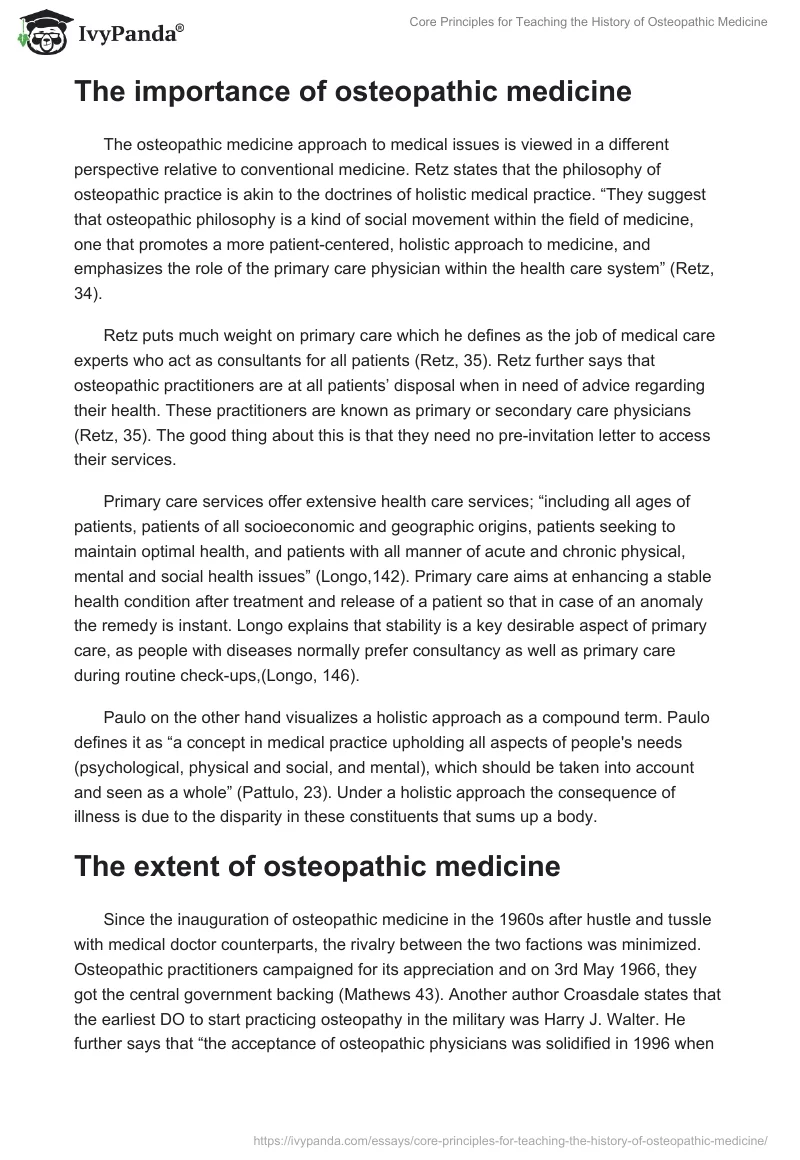 Core Principles for Teaching the History of Osteopathic Medicine. Page 5