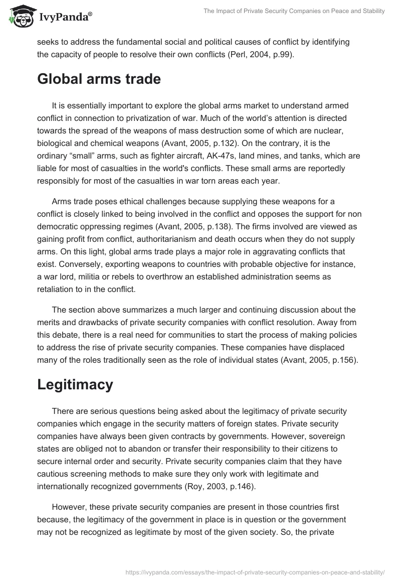 The Impact of Private Security Companies on Peace and Stability. Page 4