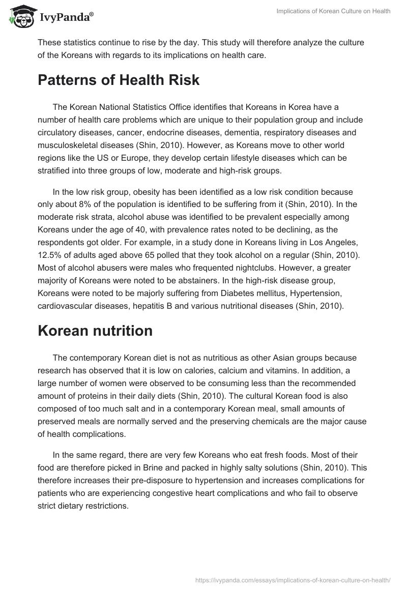 Implications of Korean Culture on Health. Page 2