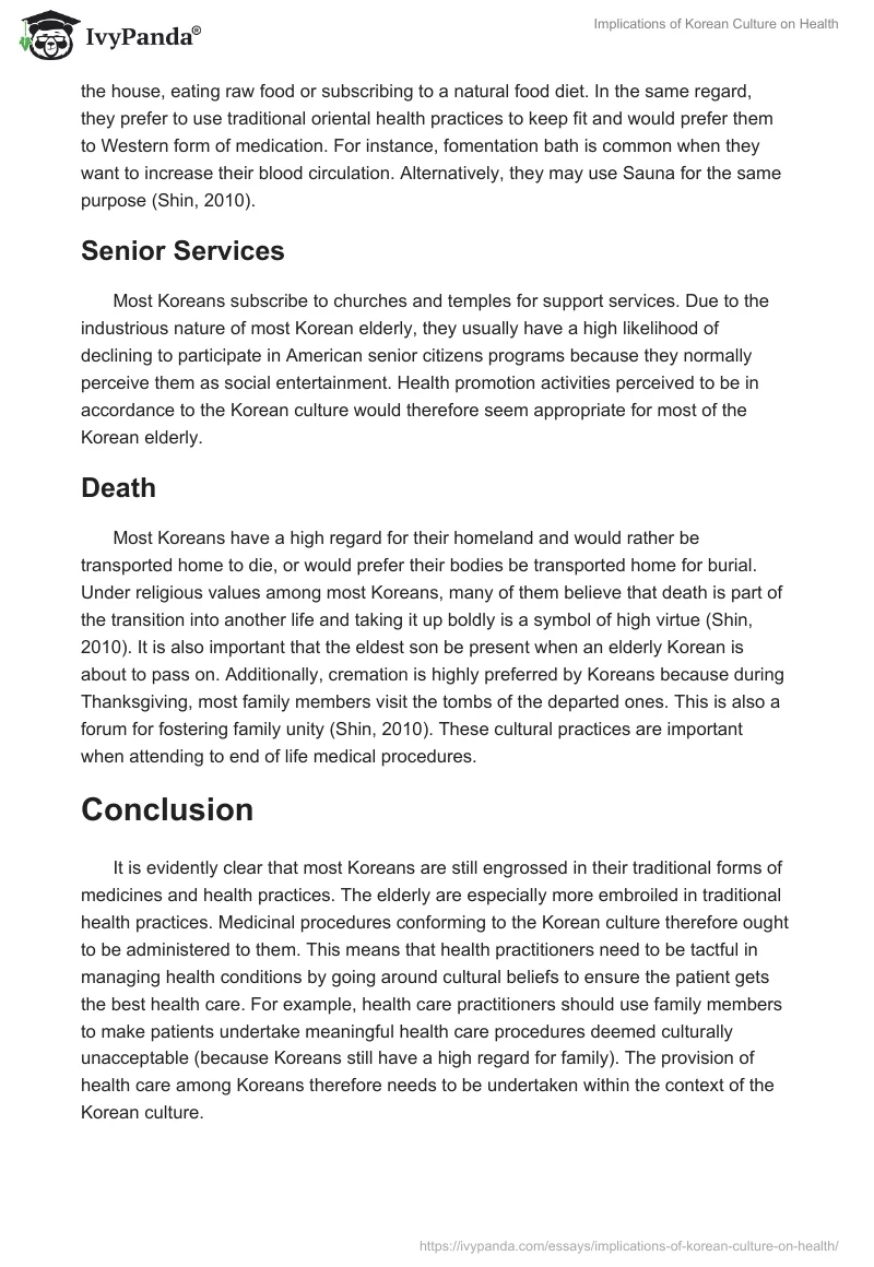 Implications of Korean Culture on Health. Page 4