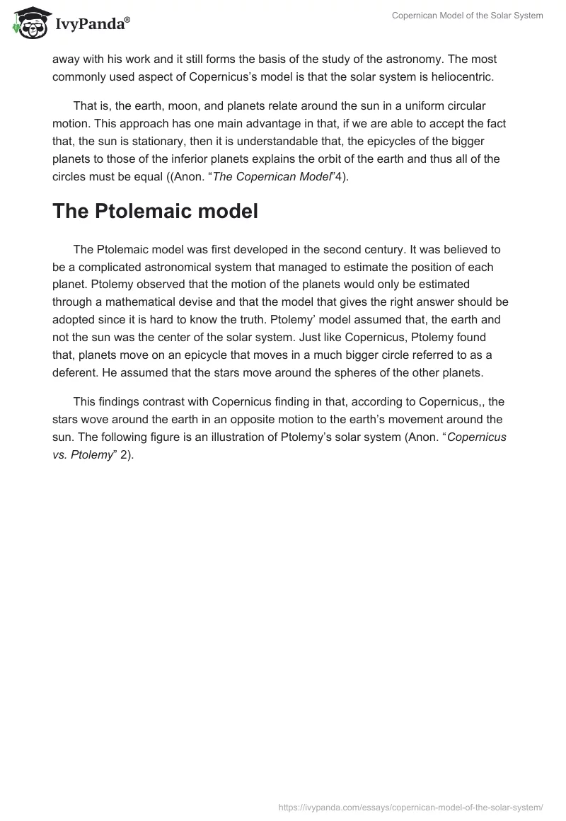 Copernican Model of the Solar System. Page 3