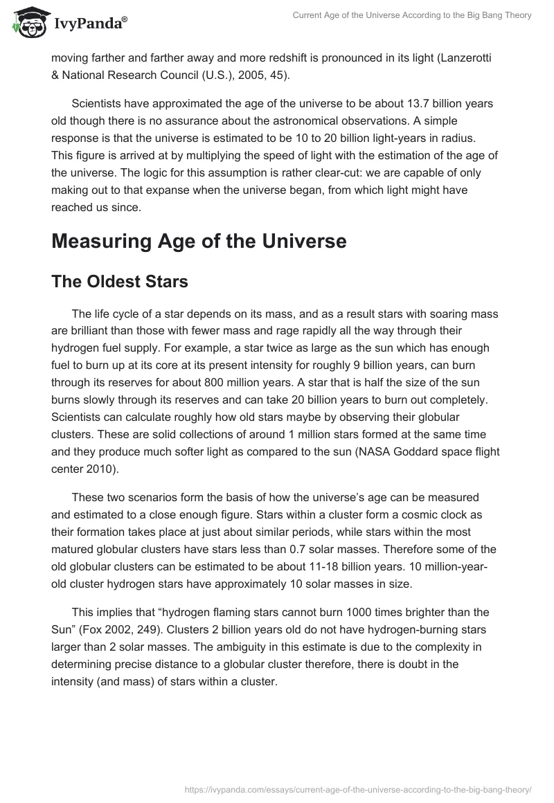 Current Age of the Universe According to the Big Bang Theory. Page 2