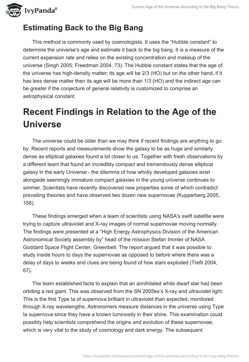 Current Age of the Universe According to the Big Bang Theory. Page 3