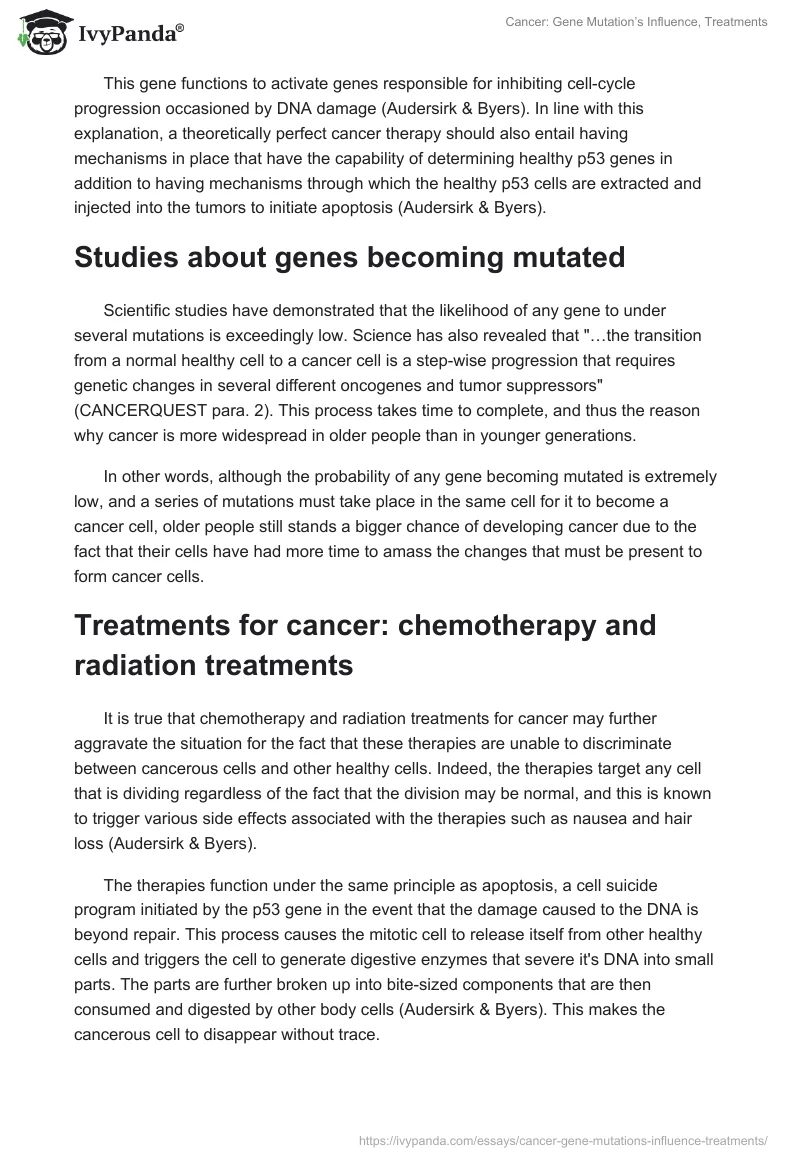 Cancer: Gene Mutation’s Influence, Treatments. Page 2