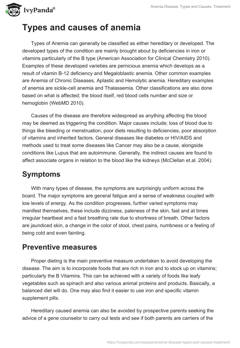 Anemia Disease: Types and Causes, Treatment. Page 2