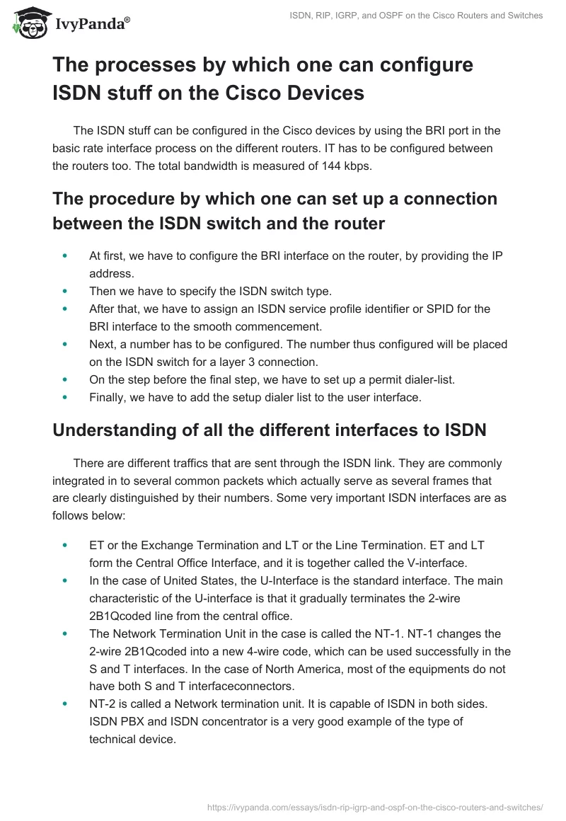 ISDN, RIP, IGRP, and OSPF on the Cisco Routers and Switches. Page 3