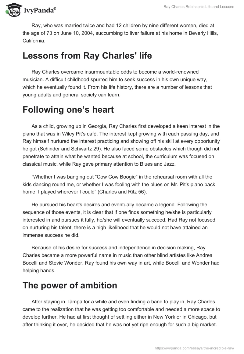 Ray Charles Robinson's Life and Lessons. Page 4