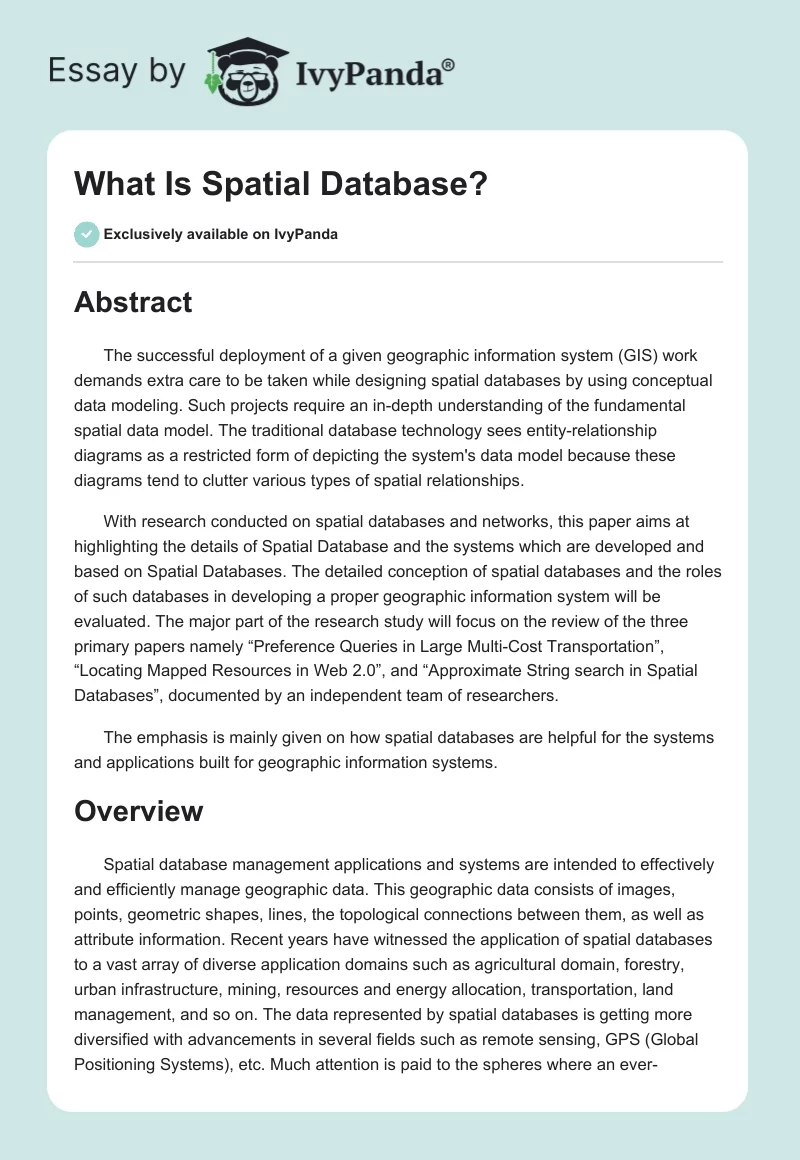 What Is Spatial Database?. Page 1