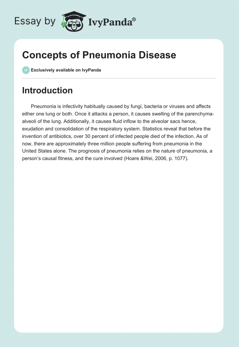 Concepts of Pneumonia Disease. Page 1