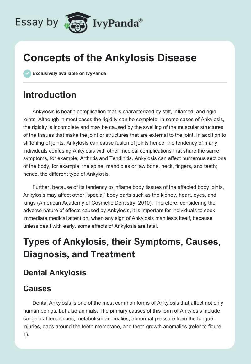 Concepts of the Ankylosis Disease. Page 1