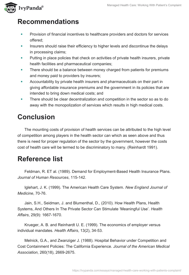 Managed Health Care: Working With Patient’s Complaint. Page 3