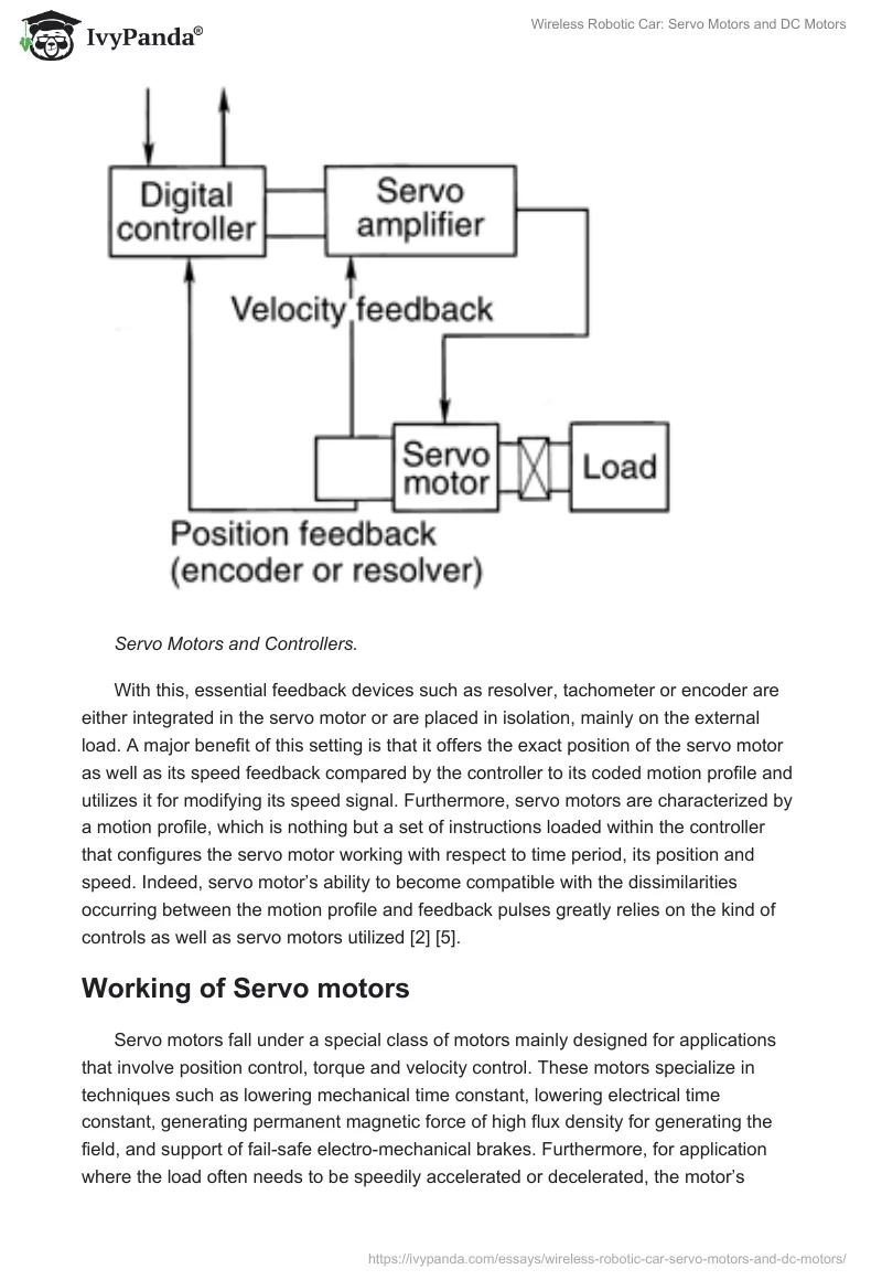Wireless Robotic Car: Servo Motors and DC Motors. Page 3