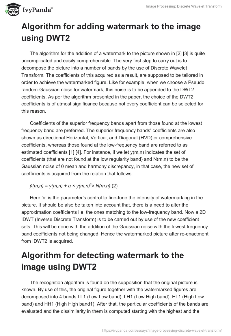 Image Processing: Discrete Wavelet Transform. Page 2