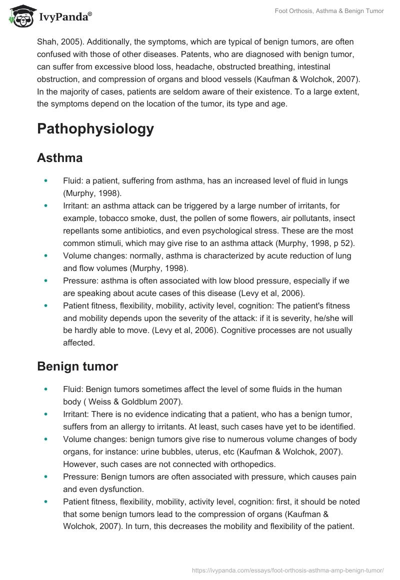 Foot Orthosis, Asthma & Benign Tumor. Page 2