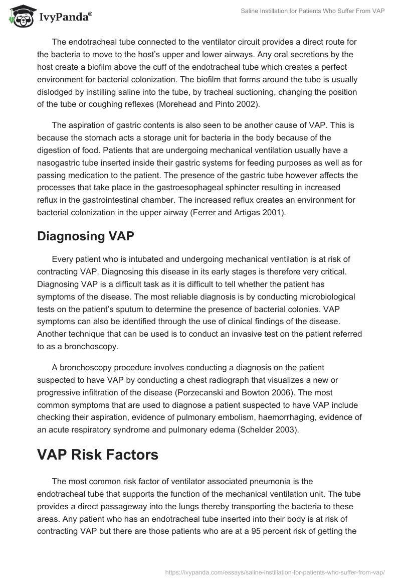 Saline Instillation for Patients Who Suffer From VAP. Page 2