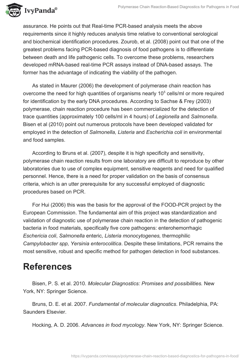 Polymerase Chain Reaction-Based Diagnostics for Pathogens in Food. Page 2