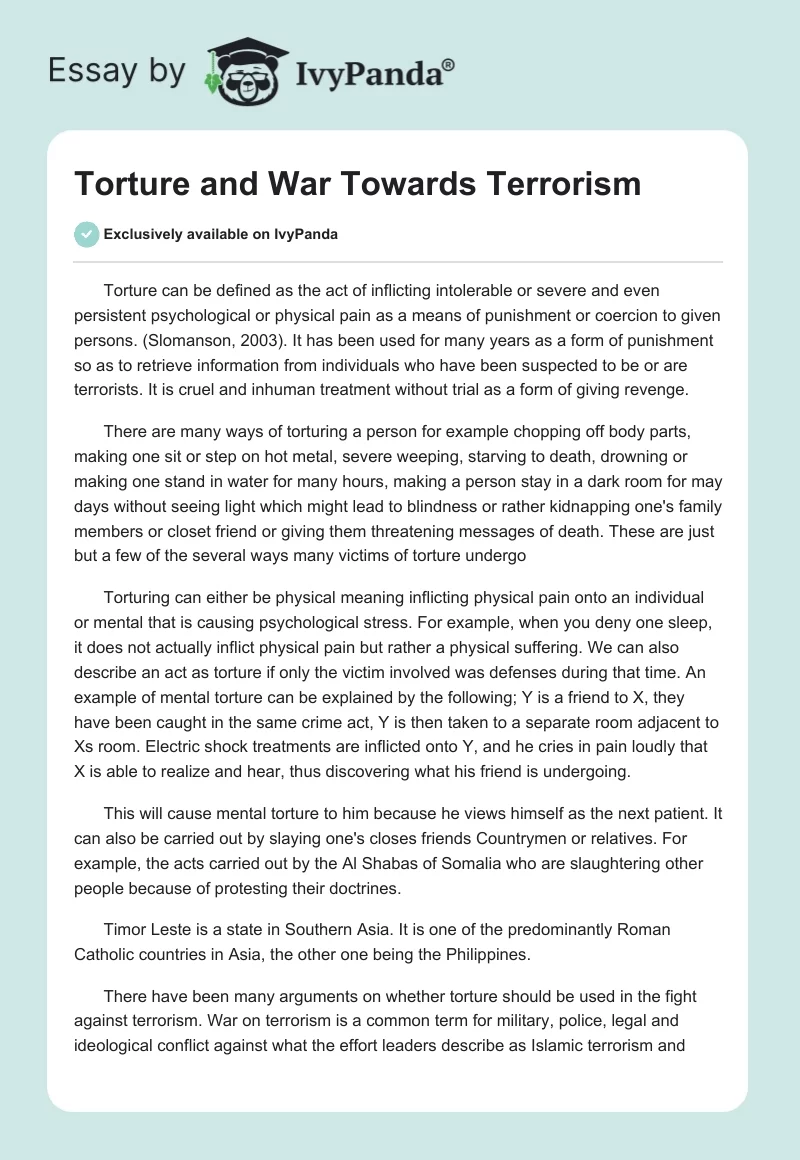 Torture and War Towards Terrorism. Page 1