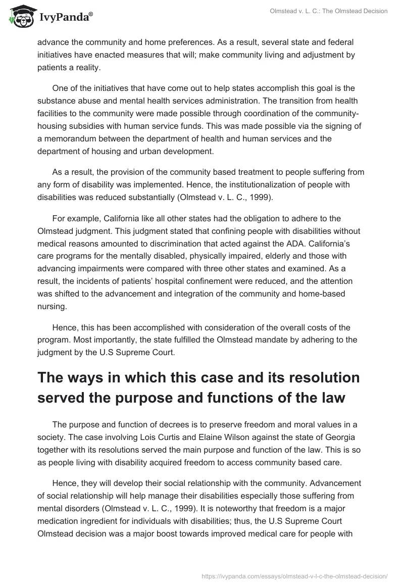 Olmstead v. L. C.: The Olmstead Decision. Page 3