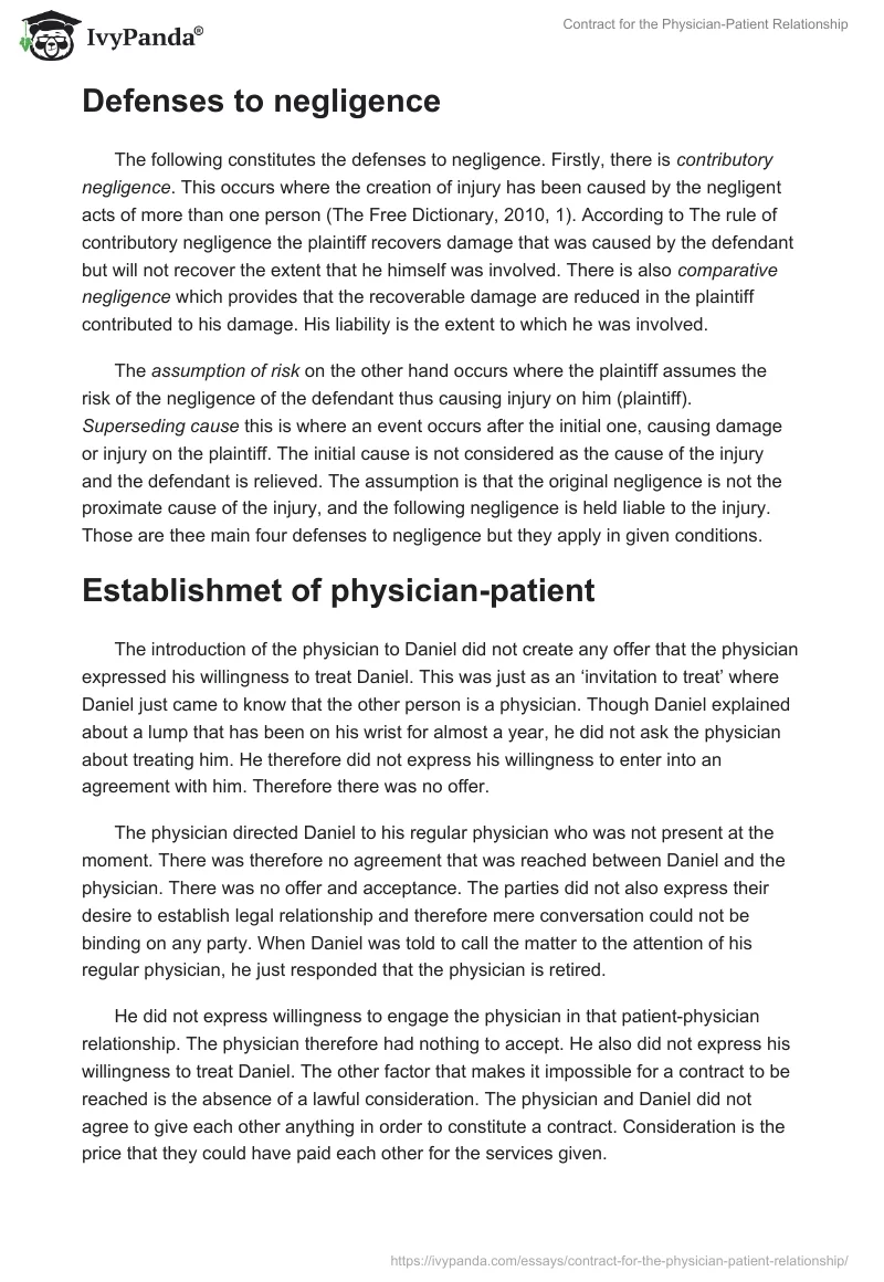 Contract for the Physician-Patient Relationship. Page 4