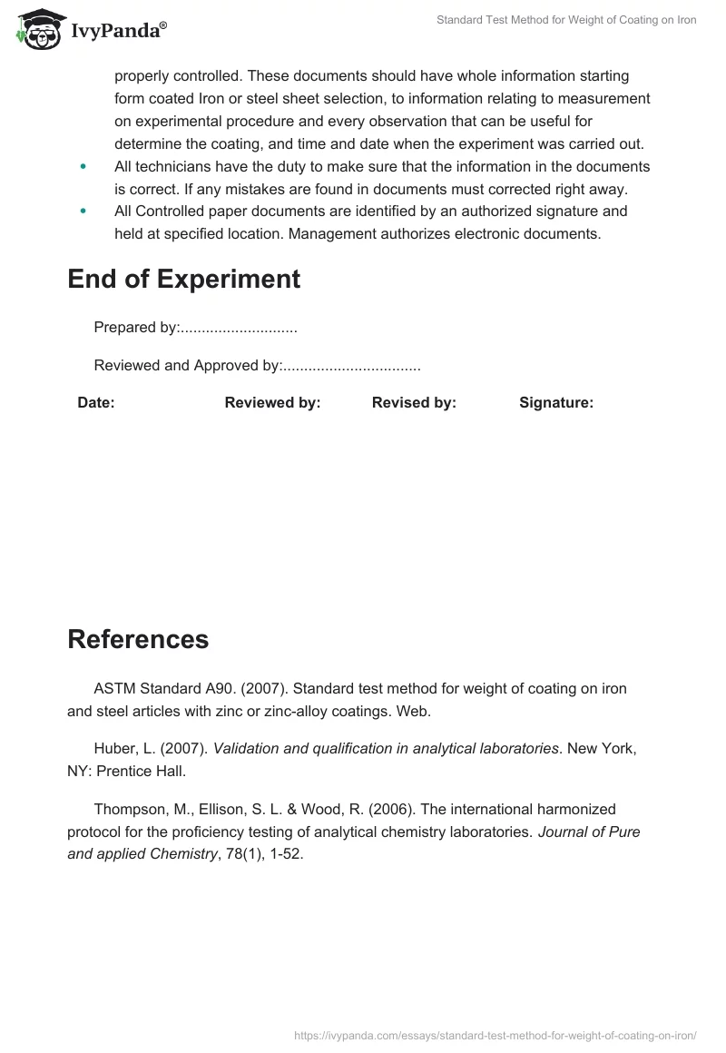 Standard Test Method for Weight of Coating on Iron. Page 5