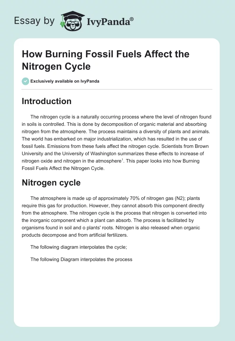 How Burning Fossil Fuels Affect the Nitrogen Cycle. Page 1