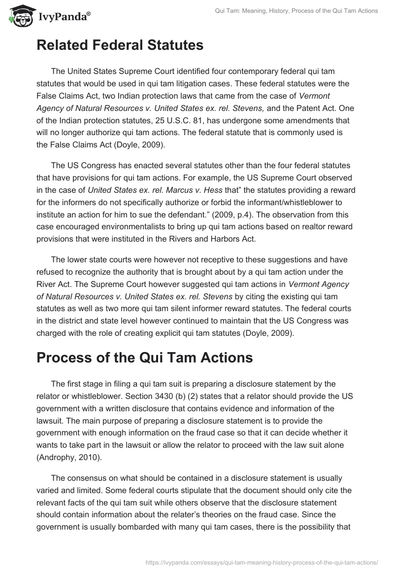 Qui Tam: Meaning, History, Process of the Qui Tam Actions. Page 4