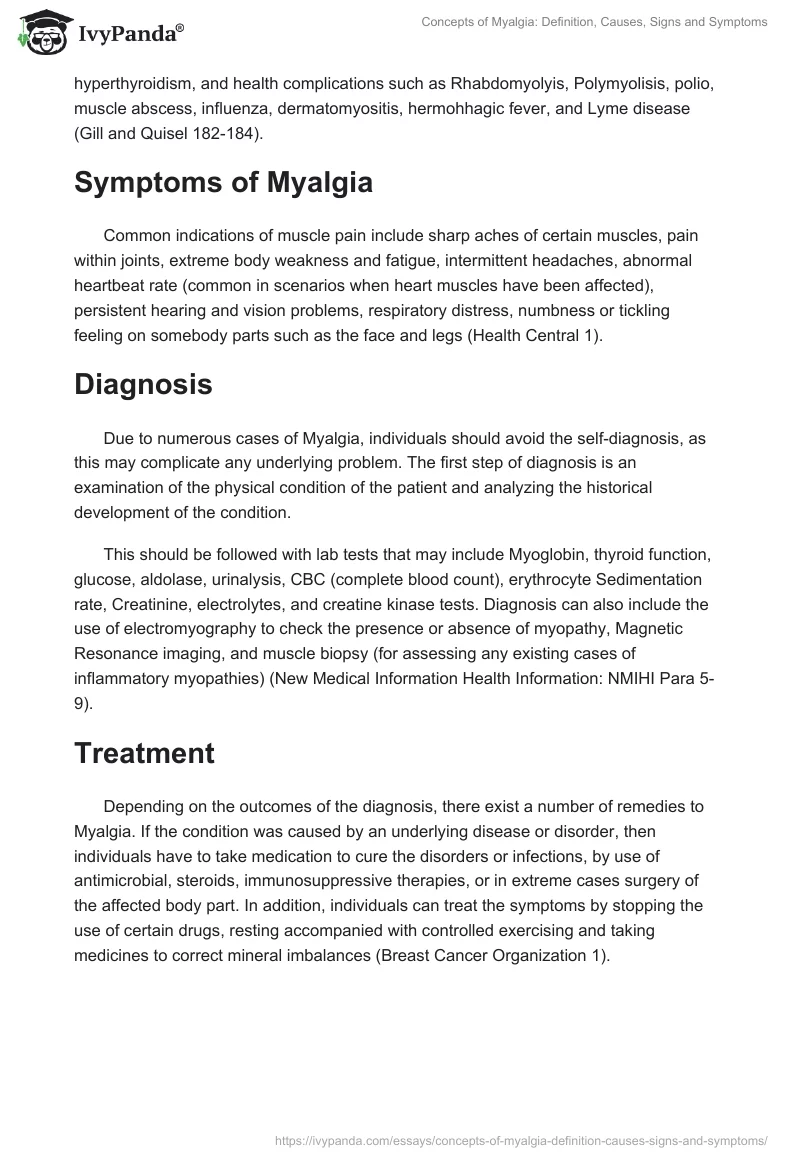Concepts of Myalgia: Definition, Causes, Signs and Symptoms. Page 2