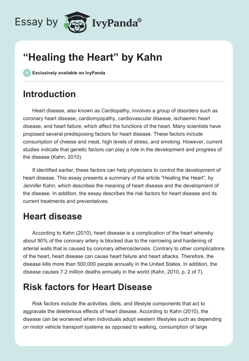 “Healing the Heart” by Kahn. Page 1