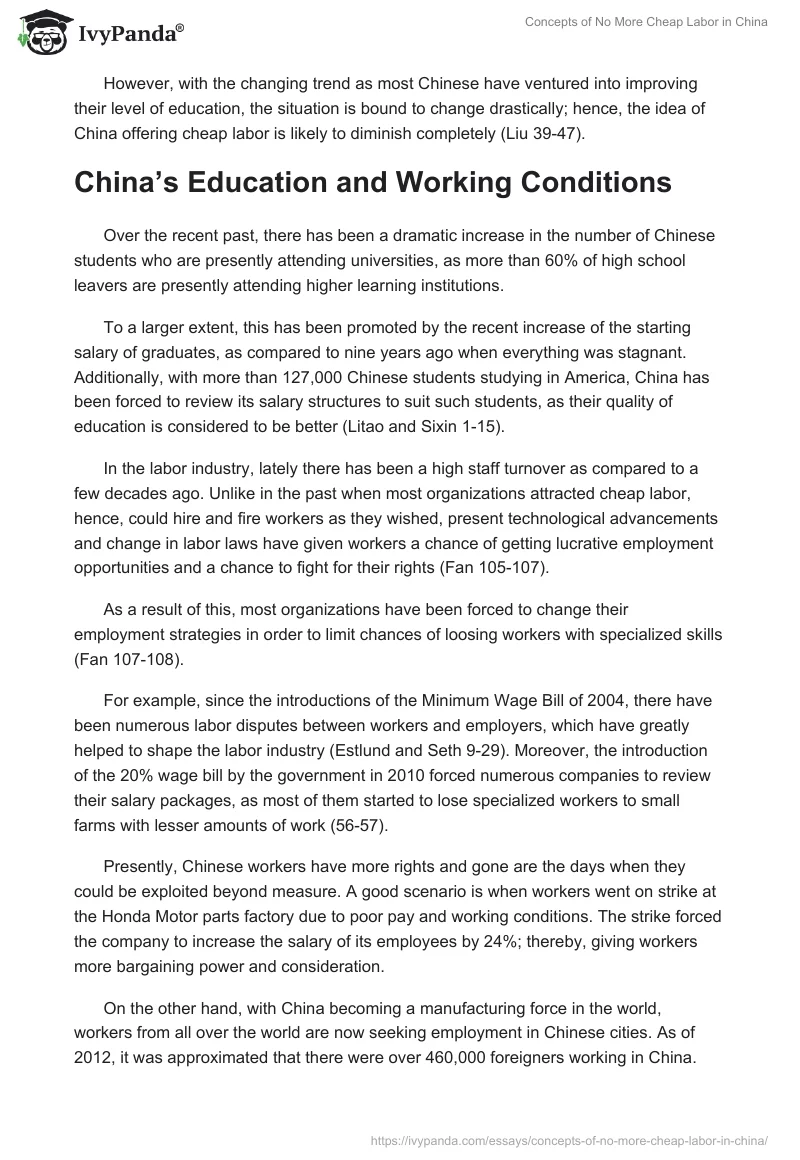 Concepts of No More Cheap Labor in China. Page 2