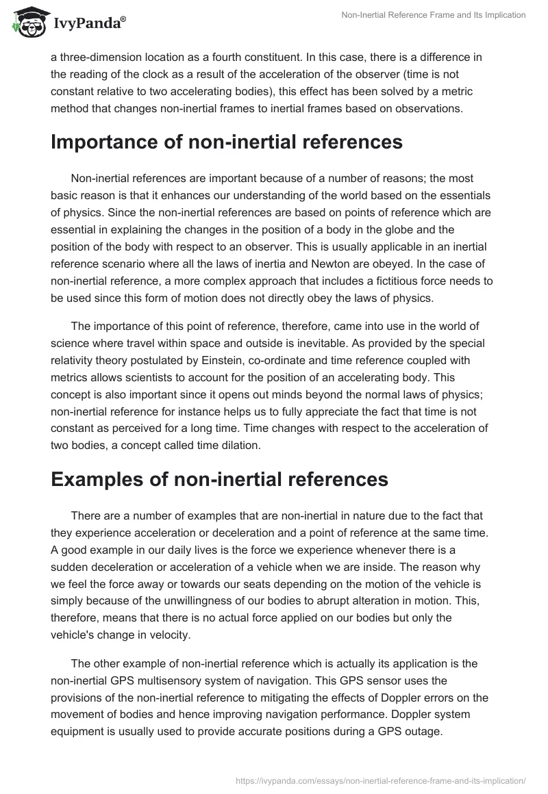 Non-Inertial Reference Frame and Its Implication. Page 2