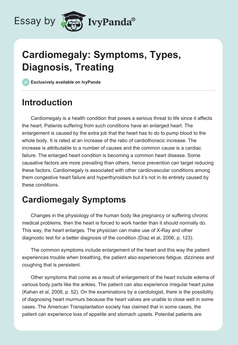Cardiomegaly: Symptoms, Types, Diagnosis, Treating. Page 1