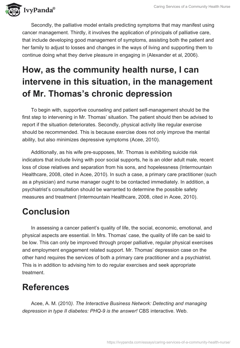Caring Services of a Community Health Nurse. Page 4